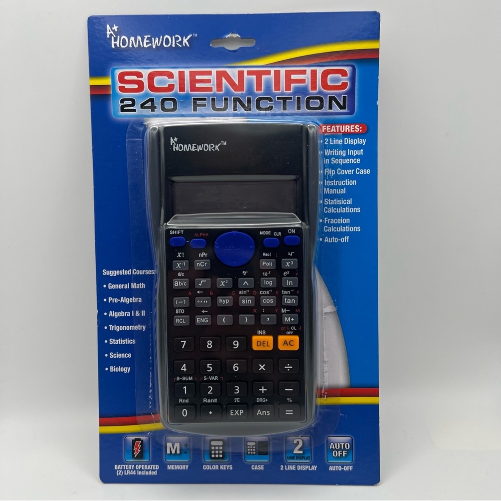 Scientific 240 Function Calculator 2 line Display With Case By A+ Homework New